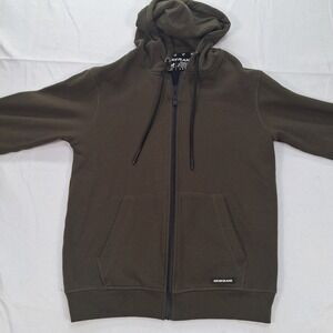 Xray Jeans Hoodie Mens Medium Soft Touch Fleece Olive Green Full Zip EUC